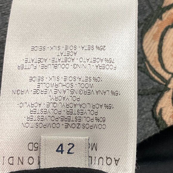 Aquilano Rimondi Charcoal Grey / Brown Rose Jacquard Cocktail Dress - Picture 5 of 5